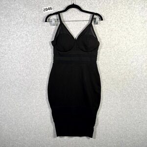 Entry Sheath Dress Women Medium Black Stretch Mesh Panel Padded Back Zip Outdoor